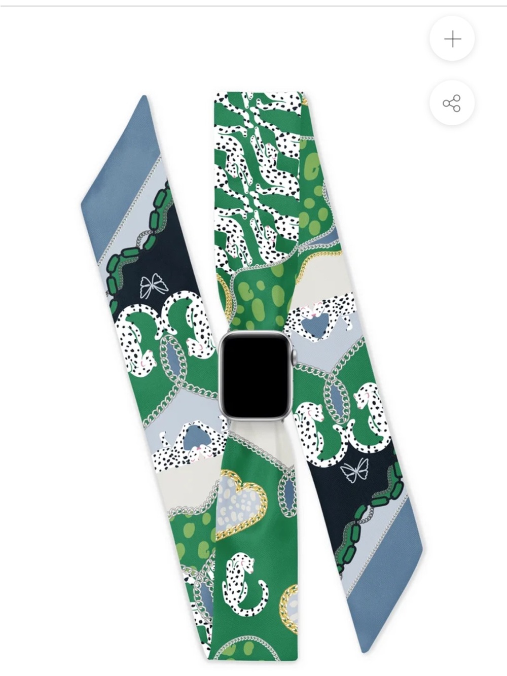 Green Patterned Silk Watch Band Scarf for Smartwatch (Band only) 0179